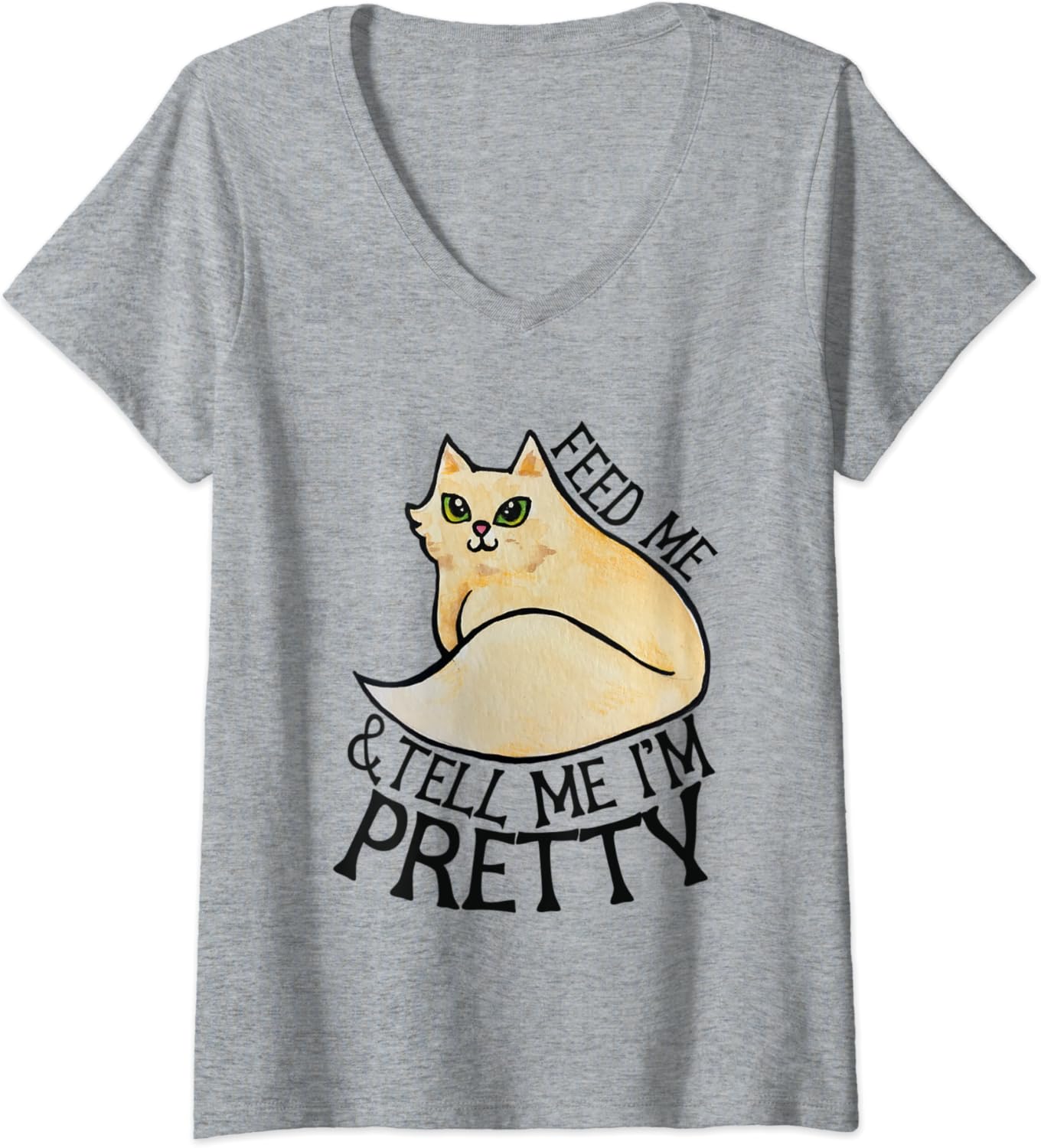 Womens Cute kitty Cat humor VNeck TShirt Clothing